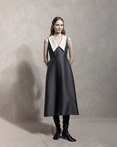 HEPBURN撞色丝毛连衣裙